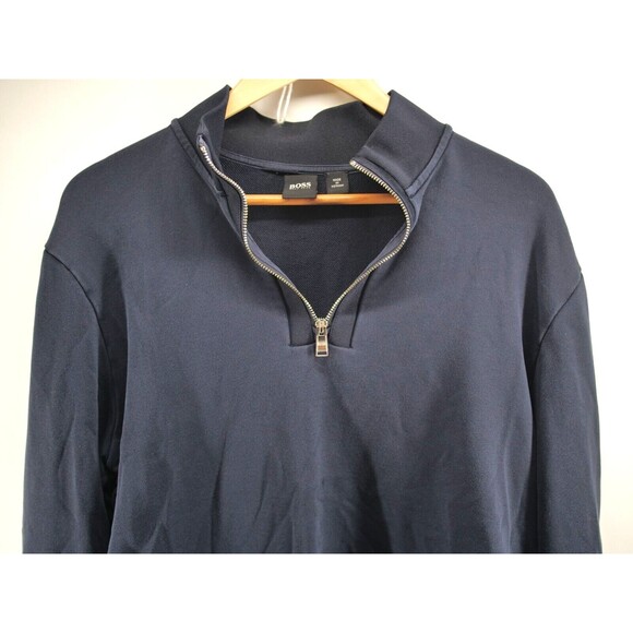 BOSS HUGO BOSS Men's 1/4 Quarter Zip Mock Neck Sweatshirt Sweater Black Size XL - Picture 2 of 11
